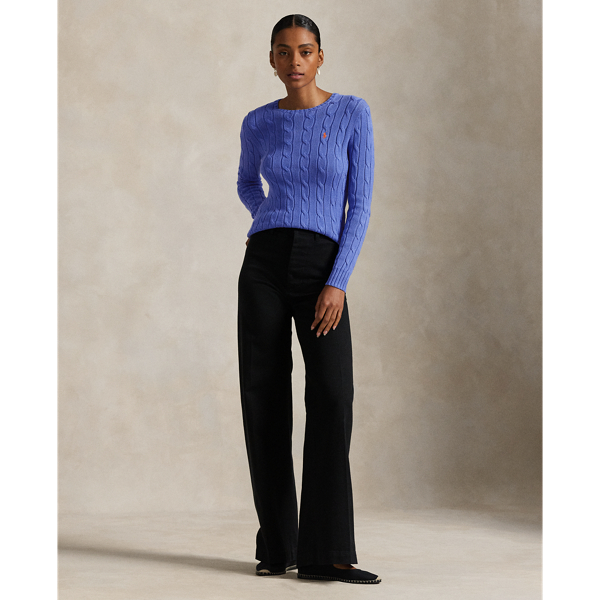 Baumwoll-Rundhalspullover mit Zopfmuster Polo Ralph Lauren in Maidstone-Blau 3