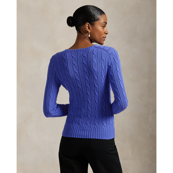 Baumwoll-Rundhalspullover mit Zopfmuster Polo Ralph Lauren in Maidstone-Blau 4