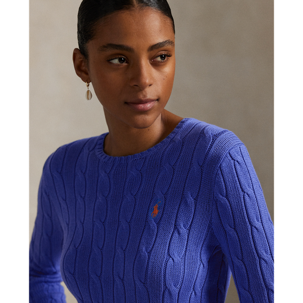 Baumwoll-Rundhalspullover mit Zopfmuster Polo Ralph Lauren in Maidstone-Blau 5