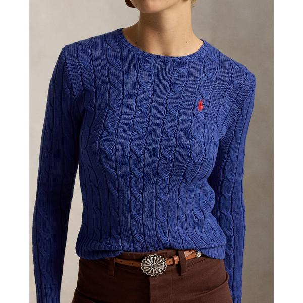Charter Blue Cable-Knit Cotton Crewneck Jumper Polo Ralph Lauren 6