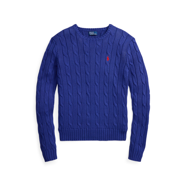Charter Blue Cable-Knit Cotton Crewneck Jumper Polo Ralph Lauren 2