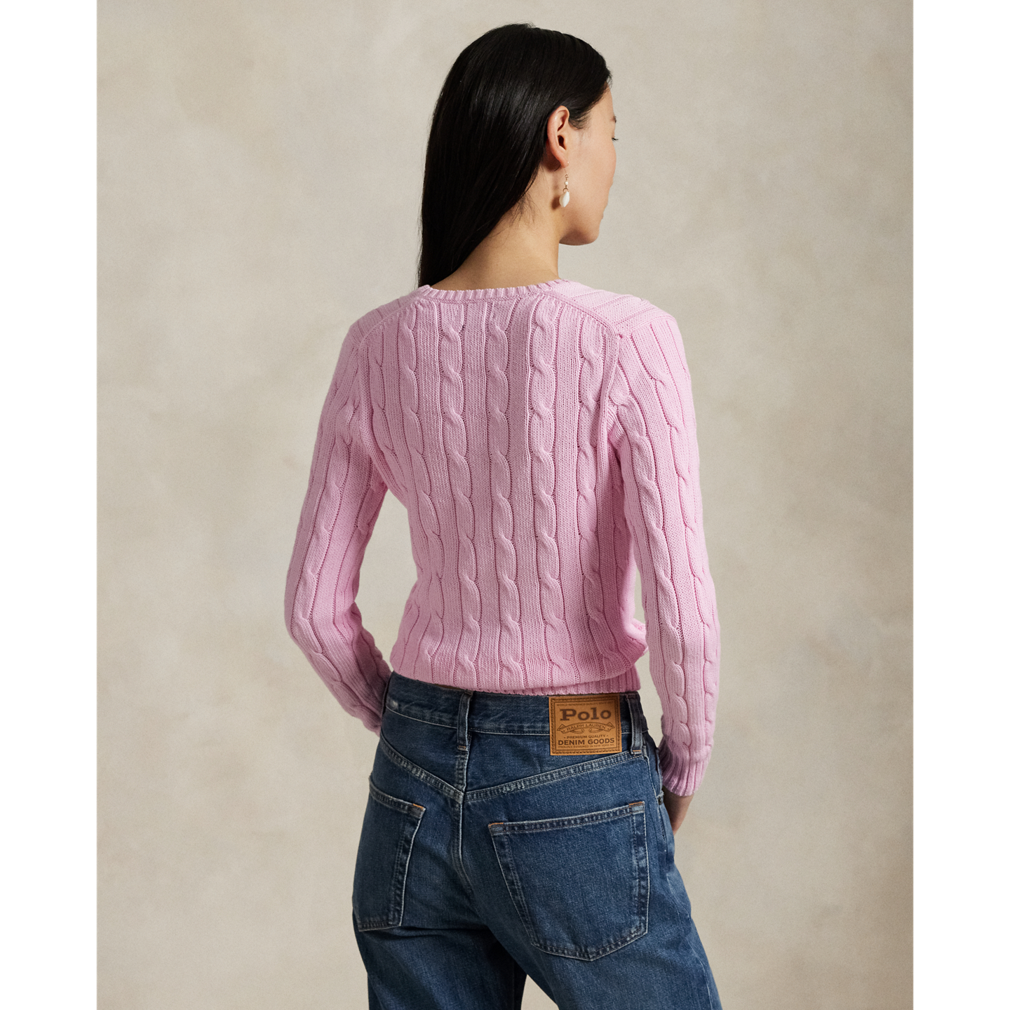 Свитер Ralph Lauren Cable-Knit Cotton V-Neck, цвет: Розовый — фото 2
