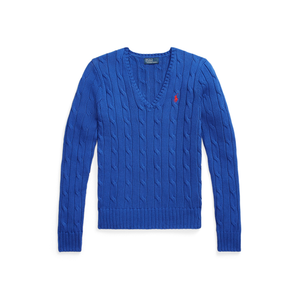 Zopfmusterpullover mit V-Ausschnitt Polo Ralph Lauren in Rugby-Royal 2