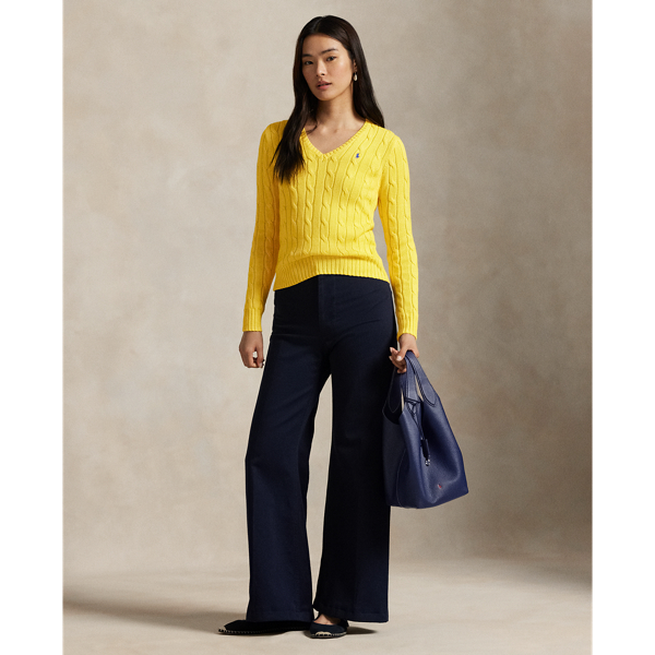 Cable-Knit Cotton V-Neck Jumper