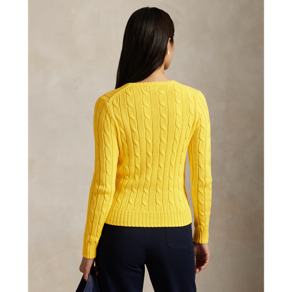 Cable-Knit Cotton V-Neck Jumper
