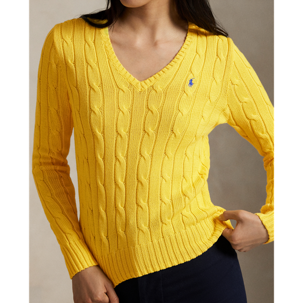 Cable-Knit Cotton V-Neck Jumper