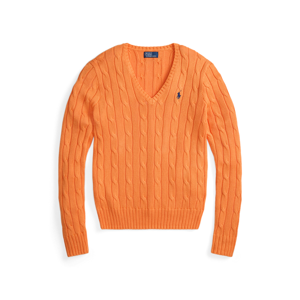 Cable-Knit Cotton V-Neck Sweater Polo Ralph Lauren 1