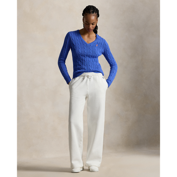 Pull col en&nbsp;V torsad&eacute; en coton Polo Ralph Lauren en Bleu Maidstone 4