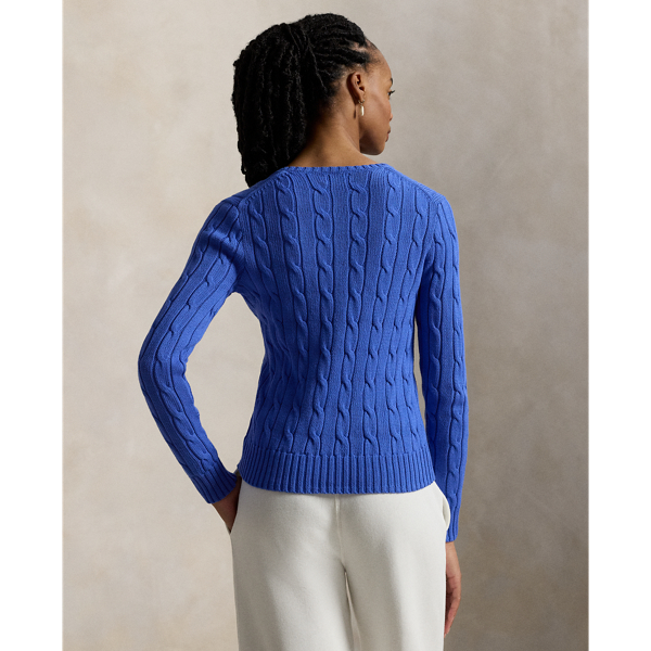 Pull col en&nbsp;V torsad&eacute; en coton Polo Ralph Lauren en Bleu Maidstone 5