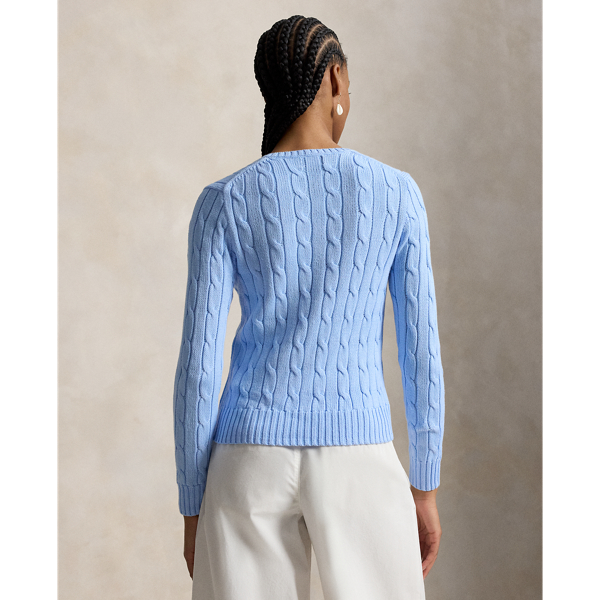 Maglia in cotone a trecce con scollo a V Polo Ralph Lauren in Blu baby 5
