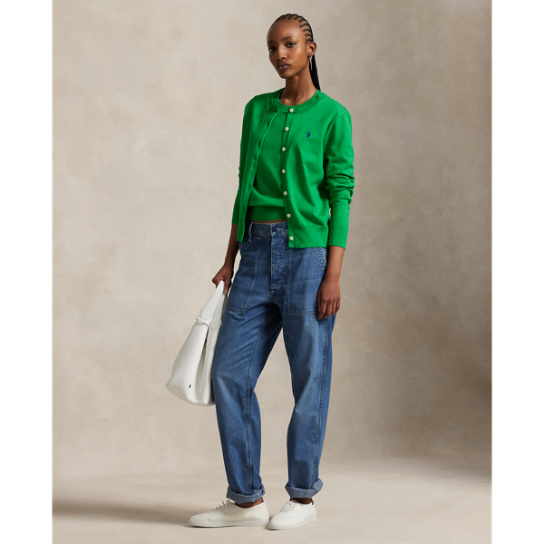 POLO RALPH LAURENネイビーコットンクルーネックカーディガンM新品 POLO RALPH LAUREN カーディガン コットン クルーネック