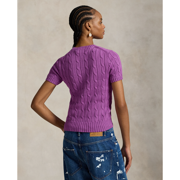  Kurzarmpullover mit Zopfmuster 