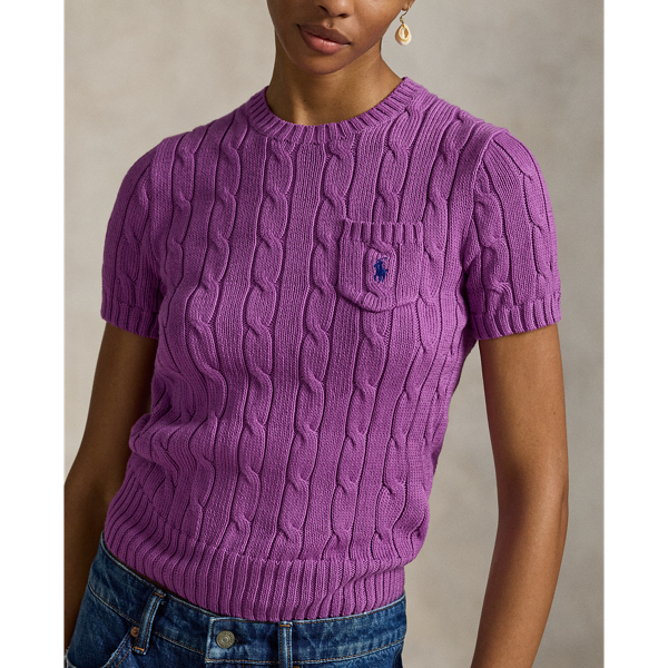  Kurzarmpullover mit Zopfmuster 