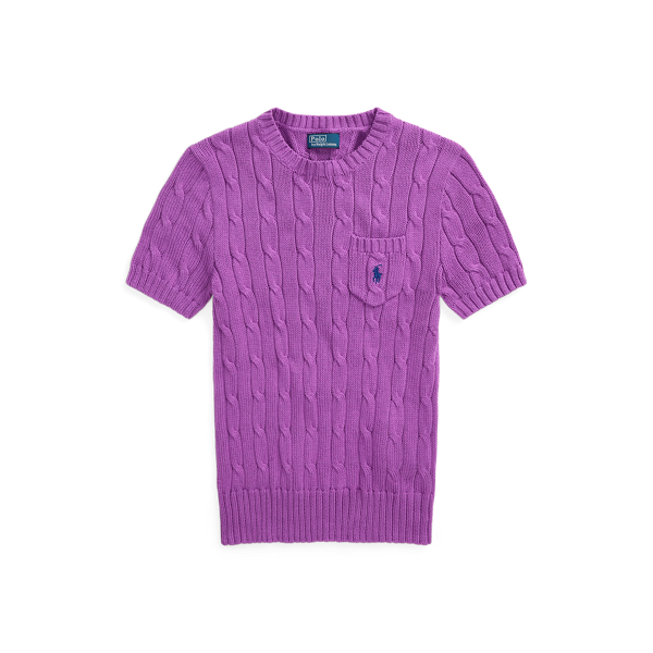  Kurzarmpullover mit Zopfmuster 