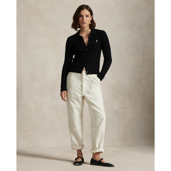 激カワ♡ラルフローレン　ケーブルコットンカーディガン　アイボリー ケーブルニット コットン カーディガン | LAUREN RALPH LAUREN