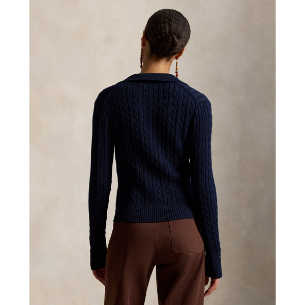 Hunter Navy Cable-Knit Cotton Cardigan Polo Ralph Lauren 5