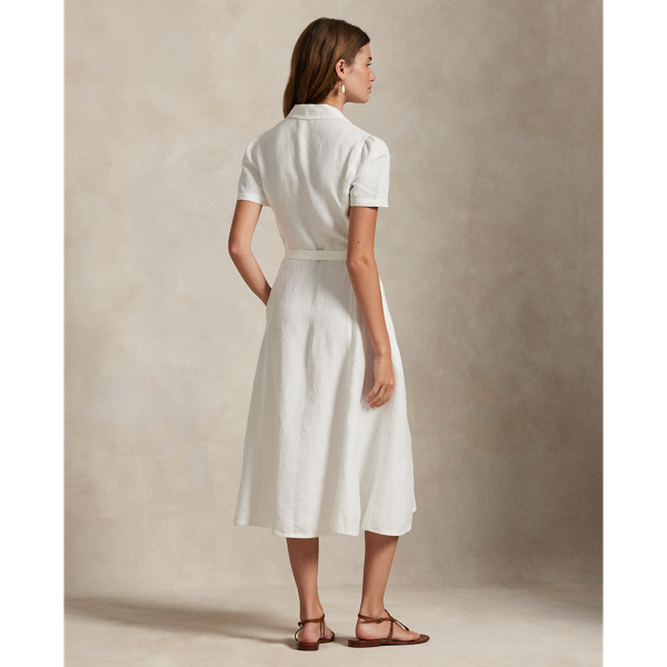 Belted Linen A-Line Shirtdress