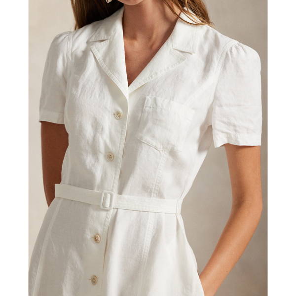 Belted Linen A-Line Shirtdress