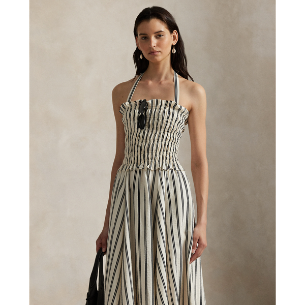ラルフローレン★Striped Silk-Blend Dress Striped Silk-Blend Dress