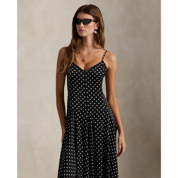 POLO RALPH LAUREN 100% Silk Polka dot chiffon Dress Women
