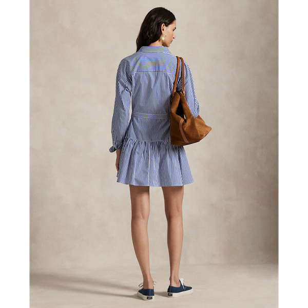 Striped Cotton Paneled Shirtdress