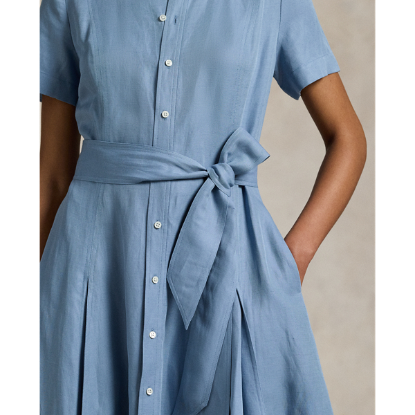 Belted Silk-Blend A-Line Dress
