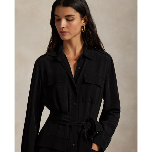 Belted Faille Shirtdress - thumbnail 5