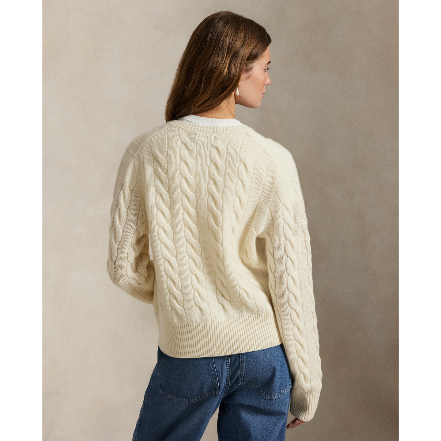 Женский кардиган Ralph Lauren Cable-Knit Wool-Cashmere, цвет: Кремовый — фото 2