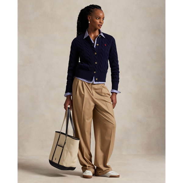 【在庫限り特価/S】ラルフローレン ウールカシミヤ混 カーディガン 紺 RALPH LAUREN｜ケーブルニット ウールカシミヤ カーディガン