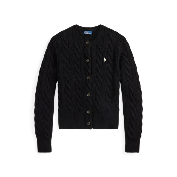 【在庫限り特価/S】ラルフローレン ウールカシミヤ混 カーディガン 紺 RALPH LAUREN｜ケーブルニット ウールカシミヤ カーディガン