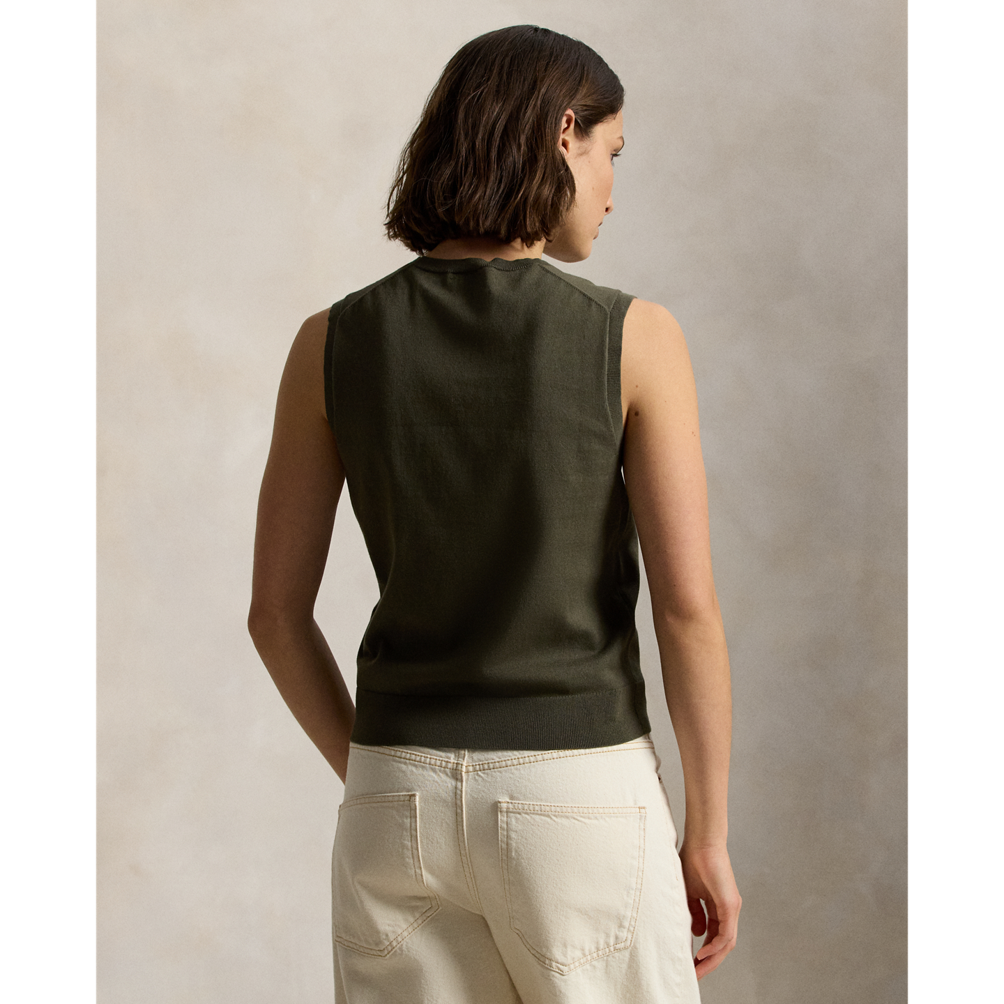 Свитер Ralph Lauren Sleeveless Crewneck, цвет: Оливковый — фото 2
