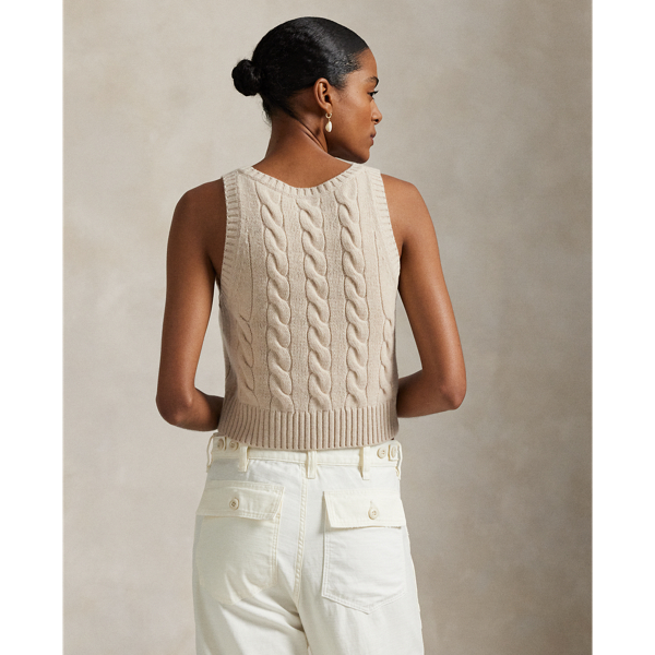 Cable Wool-Cashmere Sleeveless Sweater