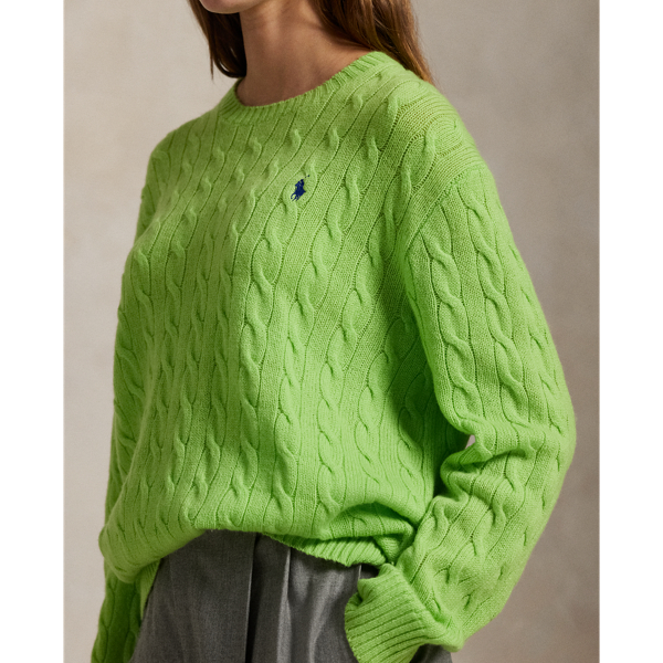 売れ筋商品|||ラルフローレン ニット&セーター レディース アウター CABLE WOOL CASHMERE CREWNECK JUMPER - Jumper - pink lace Cable Wool-Cashmere Crewneck Jumper for Women | Ralph Lauren® PK