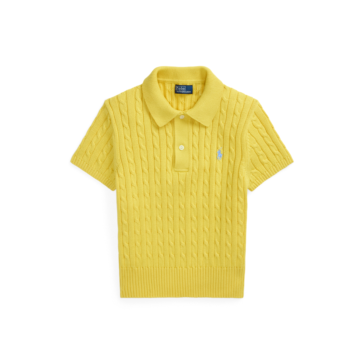 Polo Ralph Lauren ケーブルニットポロシャツ Lサイズ イエロー ポロ ラルフ ローレン POLO RALPH LAUREN ケーブルニット