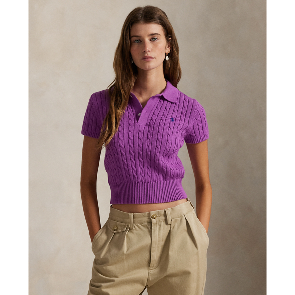 売れ筋商品|||ラルフローレン ニット&セーター アウター レディース Women's Pointelle-Knit Cotton Crewneck Sweater Purple Dawn Women's Purple Polo Ralph Lauren Sweaters | Ralph Lauren