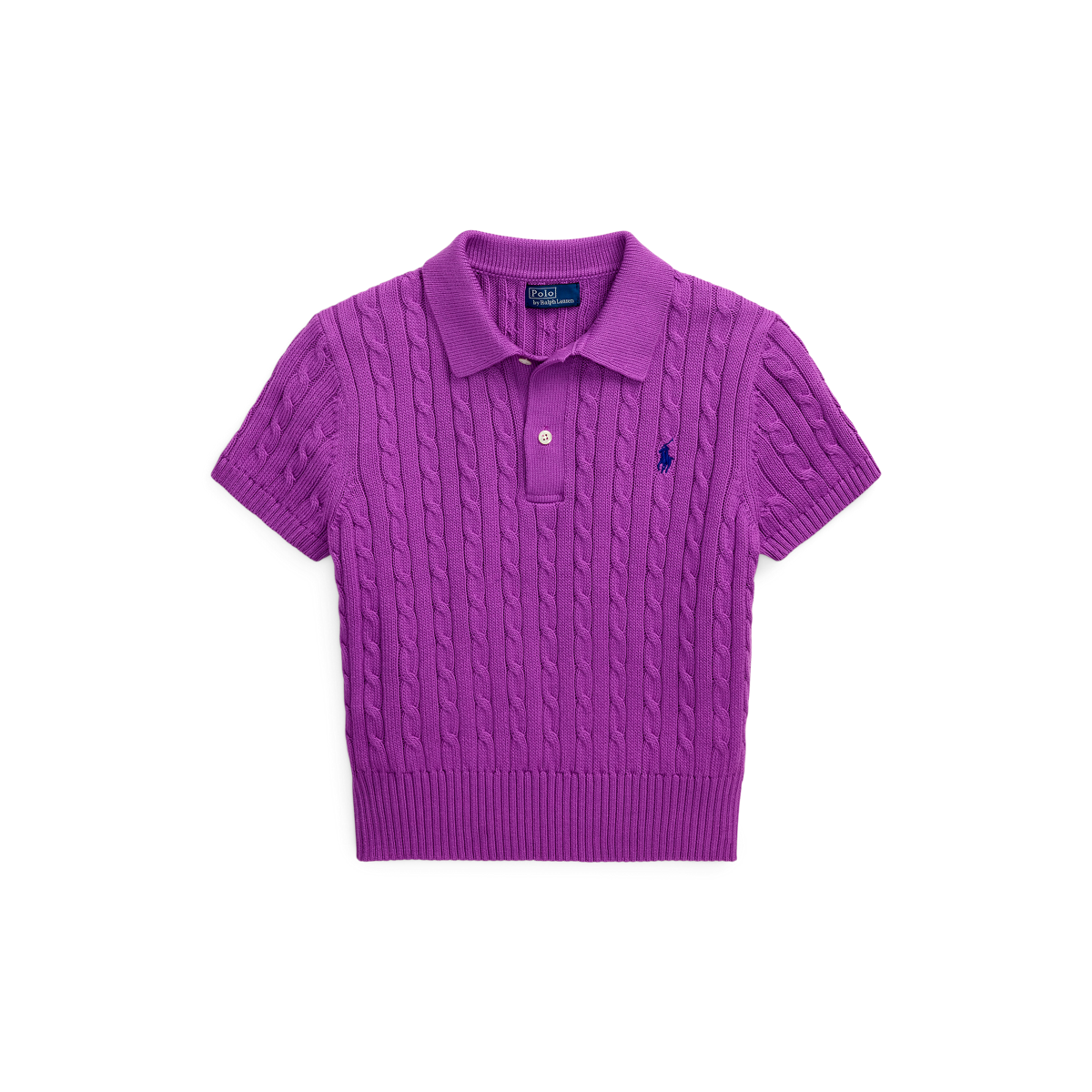 【美品】POLO ラルフローレン　ケーブルニットクロップドポロシャツ ケーブルニット コットン クロップド ポロシャツ | ラルフ