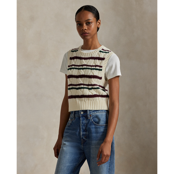 Pull débardeur rayé laine et cachemire