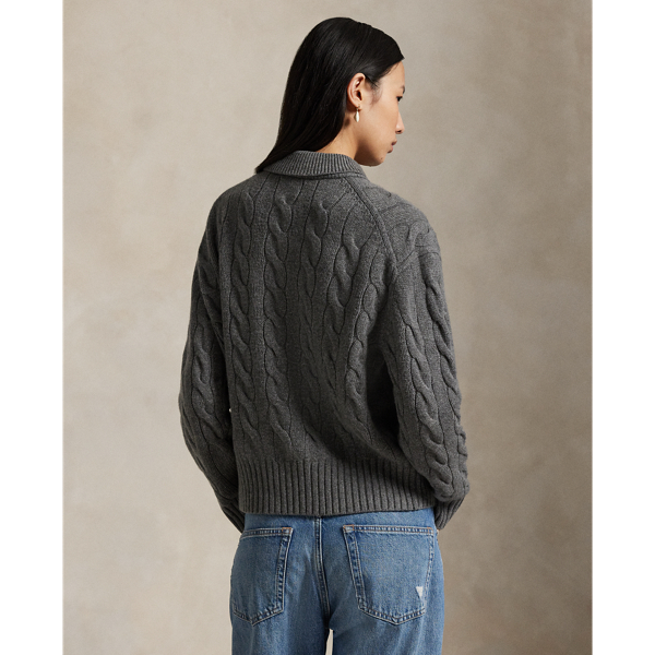 ケーブルニット ウールカシミヤ ポロ セーター | ラルフ