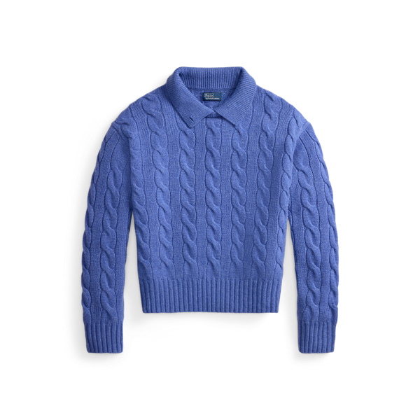 Camisola Polo malha l&atilde; e caxemira