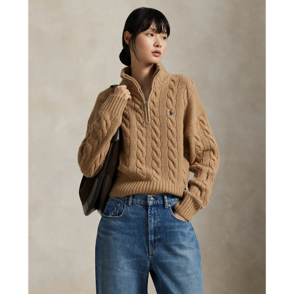 Cable Wool-Cashmere Half-Zip Sweater
