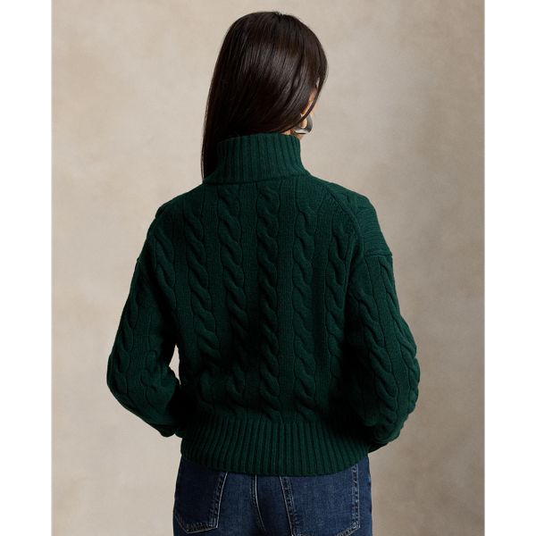 College Green Cable Wool & Cashmere Half Zip Jumper Polo Ralph Lauren 5