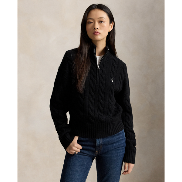 Cable Wool-Cashmere Half-Zip Jumper