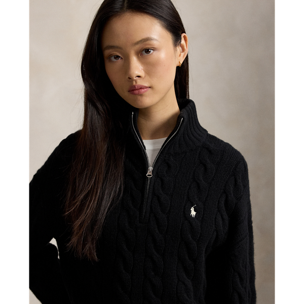 Cable Wool-Cashmere Half-Zip Jumper