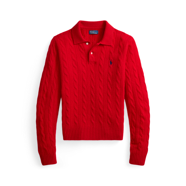 Cable-Knit Wool-Cashmere Polo Sweater Polo Ralph Lauren 1