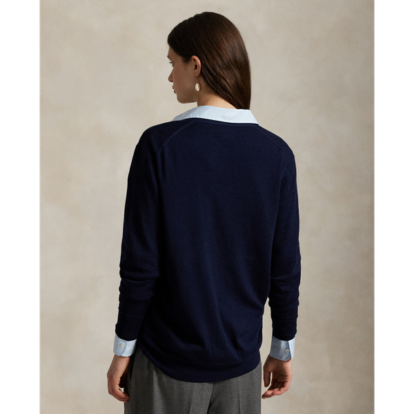 Polo Ralph Lauren ネイビー Vネックカーディガン L コットン Vネック カーディガン | POLO RALPH LAUREN CHILDRENS