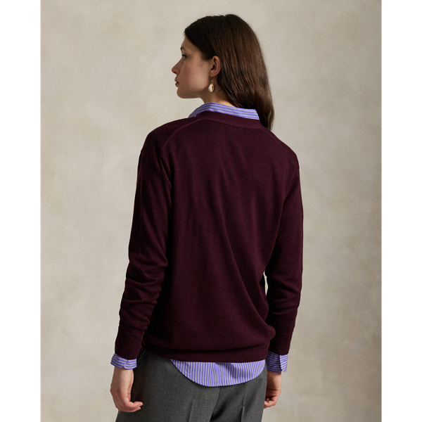 Wollcardigan mit V-Ausschnitt Polo Ralph Lauren in Antik-Weinrot meliert 5