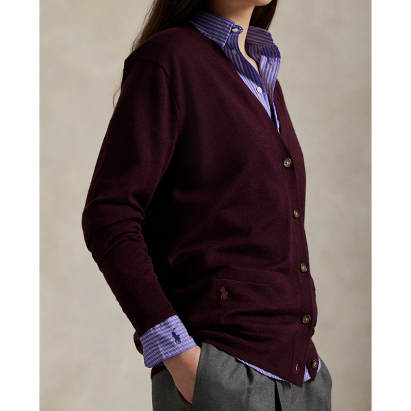 Wollcardigan mit V-Ausschnitt Polo Ralph Lauren in Antik-Weinrot meliert 6