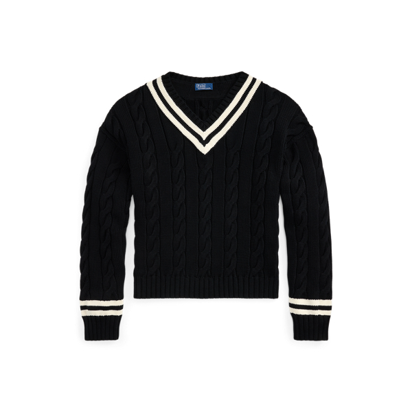 Cable-Knit V-Neck Sweater