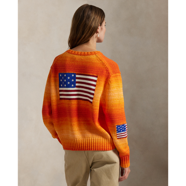 POLO RALPH LAUREN - 良品 古着 ラルフローレン ハイネック フラッグ コットン セーター オレンジ アランニット フラッグ コットン セーター | ラルフ ローレン