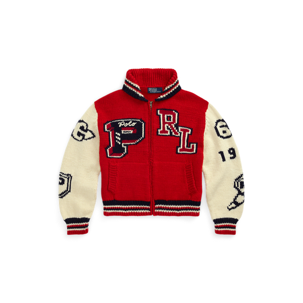 ラルフローレン　カーディガン　S 迷彩　ワッペン　ウール　牛革　トラ POLO RALPH LAUREN CHILDRENSWEAR（ポロ ラルフ ローレン